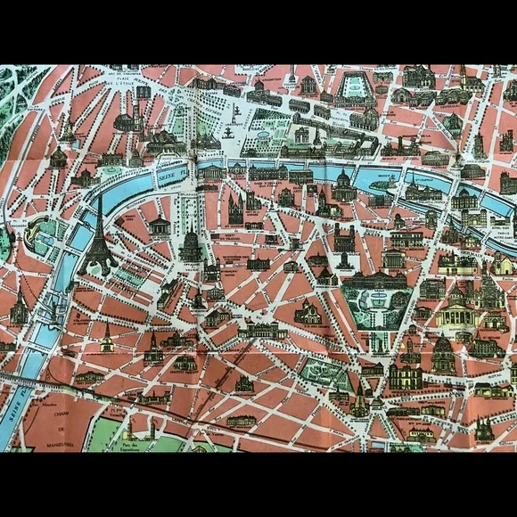 Beautiful map of Paris NewBo Paris monumental vintage - Picture 7 of 15